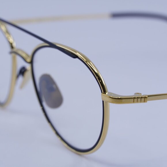 Thom Browne TB109-CGLDNVY53 Eyeglasses Gold/Navy 53mm Aviator Frame - Picture 5 of 10